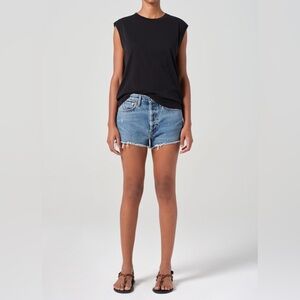 Agolde Distressed Blue Jean Shorts